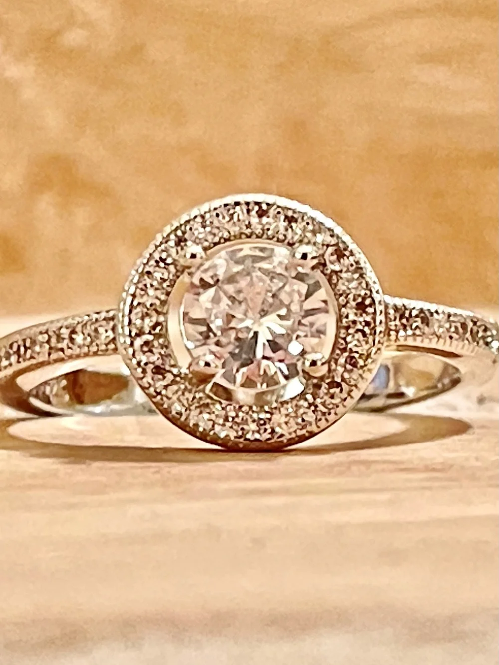Sparkling Classic Halo Engagement Ring in 935 Silver with Clear Center Stone - Picture 5 of 7